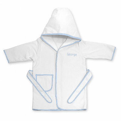 Children's White Hooded Velour Robe